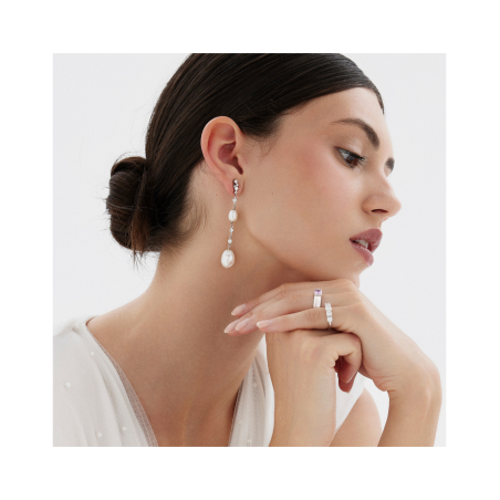 Carlota: Pendientes Perlas Cultivadas y Circonitas 6.3cm · Marga Mira