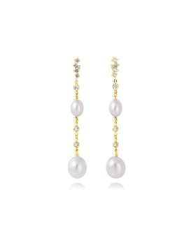 Carlota: Pendientes Perlas Cultivadas y Circonitas 6.3cm · Marga Mira