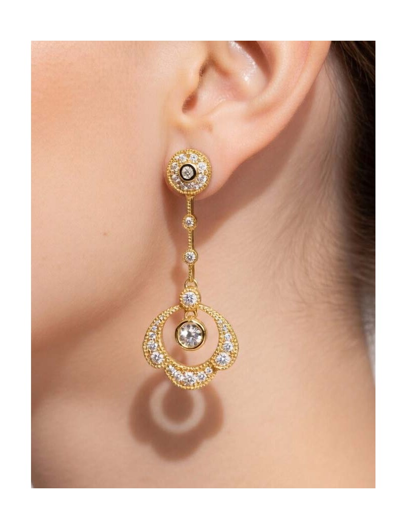 Gala Pendientes con Circonitas Novia Victorianos 4cm · Marga Mira