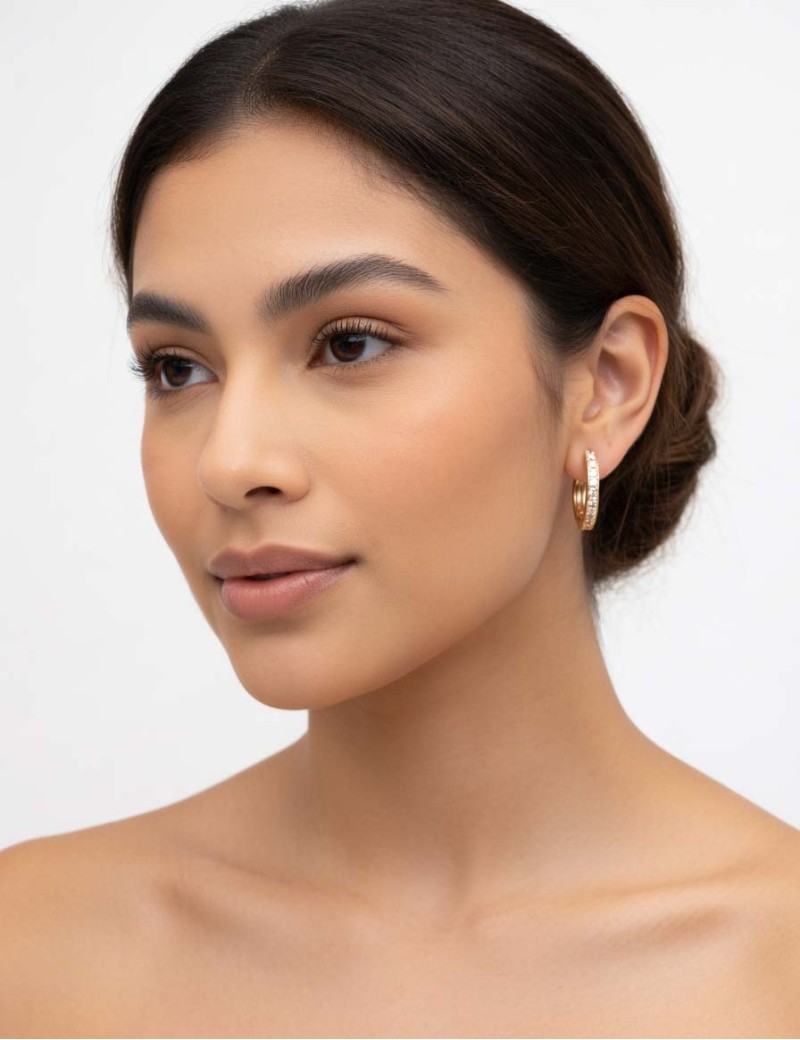 Pendientes Criollas con 22 Diamantes 0.45ct E-VS en Oro Amarillo 18k