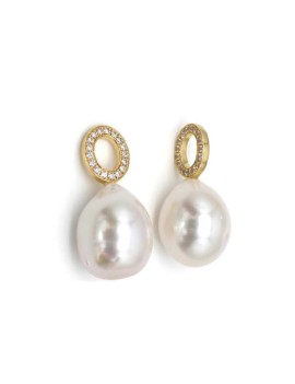 Apliques para Pendientes con Perlas y Diamantes oro 18k · Marga Mira