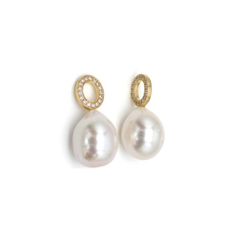 Apliques para Pendientes con Perlas y Diamantes oro 18k · Marga Mira