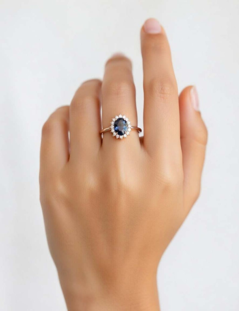 Victoria Anillo Zafiro Oval 0.91ct y Diamantes. Oro 18k · Marga Mira