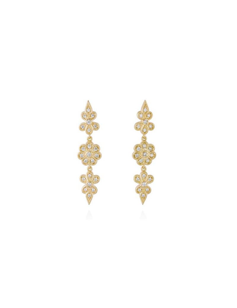 Pendientes Rosa 4.2cm Circonitas. Plata y Oro 18k · Marga Mira