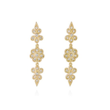 Pendientes Rosa 4.2cm Circonitas. Plata y Oro 18k · Marga Mira