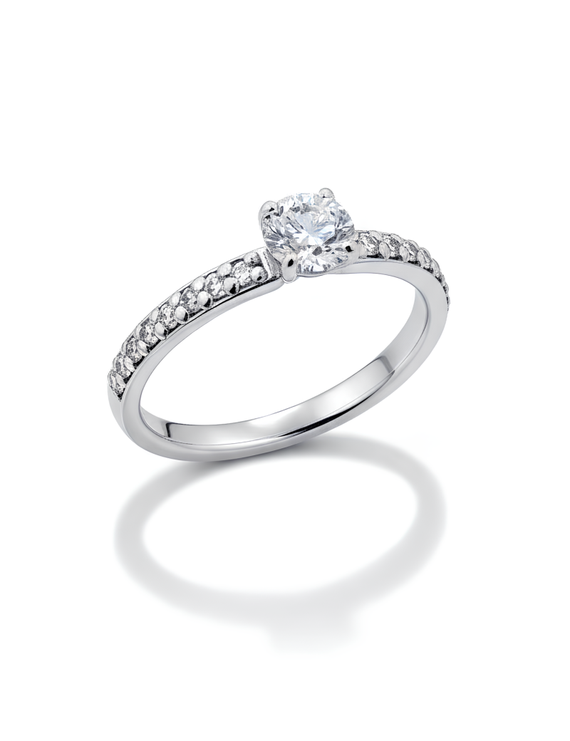 Daisy: Anillo Compromiso de Diamante Solitario GIA en Oro Blanco 18k