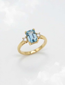 Ankara Anillo Aguamarina 0.94ct y Diamantes | Oro Amarillo 18k