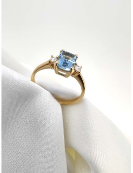 Ankara Anillo Aguamarina 0.94ct y Diamantes | Oro Amarillo 18k