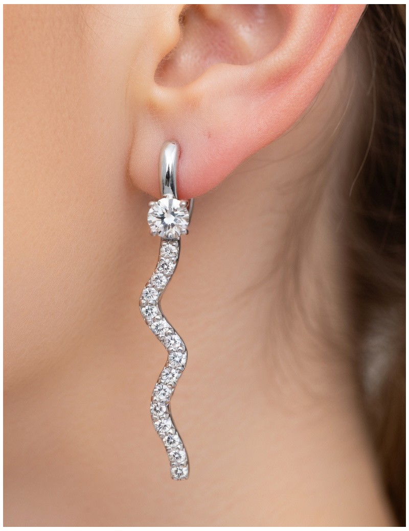 Pendientes con diamantes E-VS desmontables en oro blanco 18k