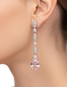 Leonor: Pendientes Novia con Morganita y Circonitas 4cm · Marga Mira