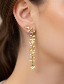 Guipur XL Pendientes Novia 8cm | Plata y Baño Oro 18k | Marga Mira