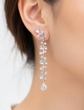 Guipur XL Pendientes Novia 8cm | Plata y Baño Oro 18k | Marga Mira