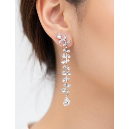 Guipur XL Pendientes Novia 8cm | Plata y Baño Oro 18k | Marga Mira