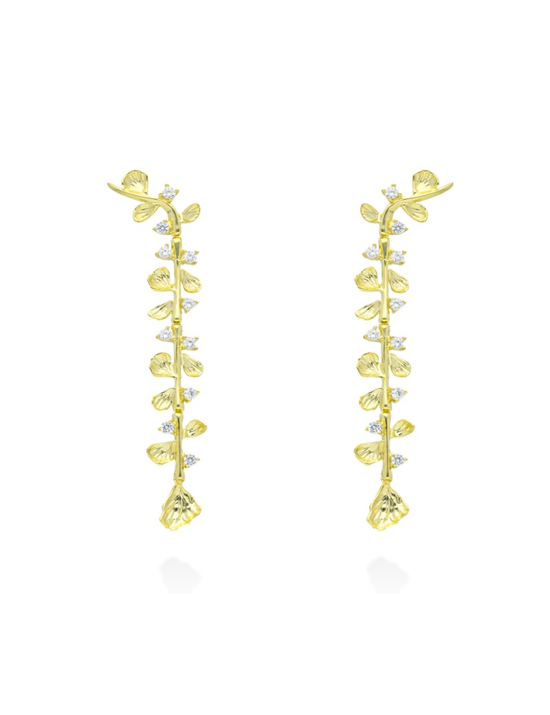 Guipur XL Pendientes Novia 8cm | Plata y Baño Oro 18k | Marga Mira