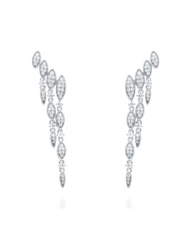 Pendientes de novia largos con circonitas blancas en plata con baño de rodio u oro amarillo 18k.