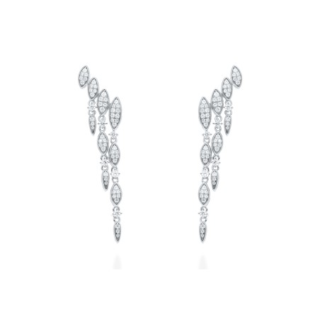 Pendientes de novia largos con circonitas blancas en plata con baño de rodio u oro amarillo 18k.