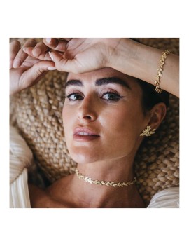 Pulsera Hiedra de novia con hojas y circonitas en plata · Marga Mira