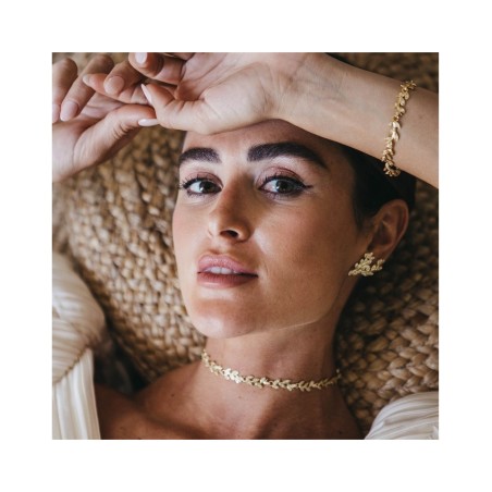 Pulsera Hiedra de novia con hojas y circonitas en plata · Marga Mira