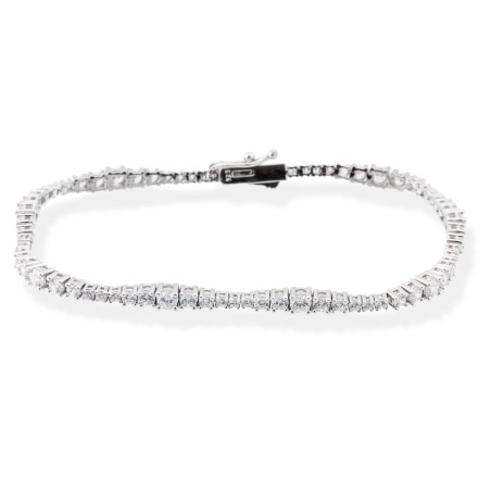 Pulsera tipo Riviere serpiente de 17.5 cm en plata con circonitas blancas y acabado en rodio u oro amarillo.