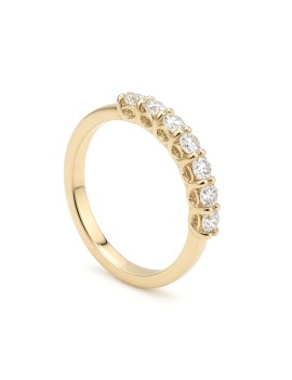Hilda: Anillo de 7 Diamantes Oro Amarillo 18K · Joyería Marga Mira