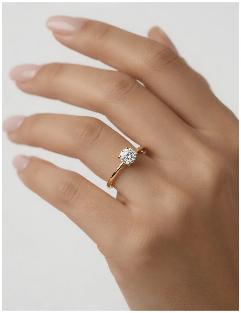 Roma: Anillo Diamante Solitario oro Amarillo 18k · Joyería Marga Mira