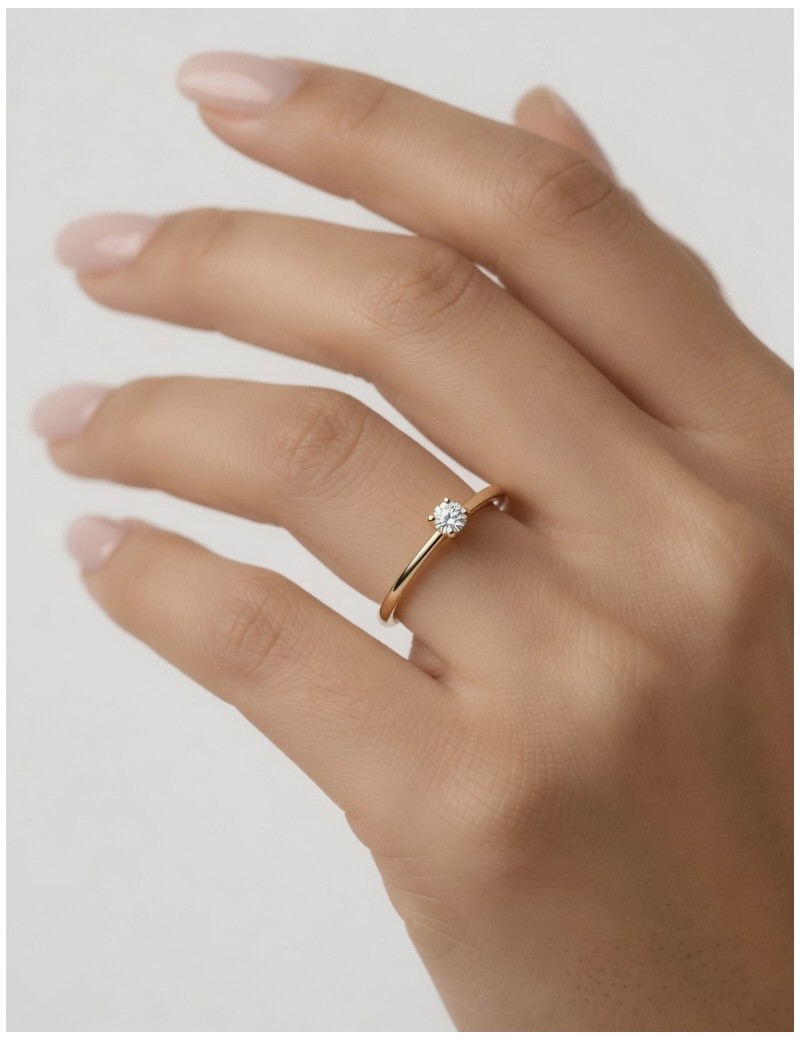 Roma: Anillo Diamante Solitario oro Amarillo 18k · Joyería Marga Mira