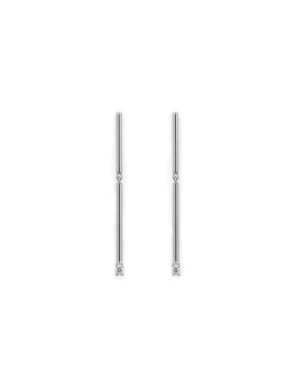 Pendientes lineales con diamantes 0,10 ct. Oro blanco 18k · Marga Mira