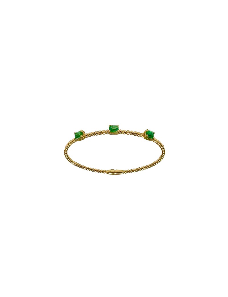 Pulsera con 3 Esmeraldas 5x3mm en Oro 18k · Joyería Marga Mira