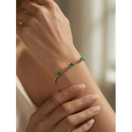 Pulsera con 3 Esmeraldas 5x3mm en Oro 18k · Joyería Marga Mira