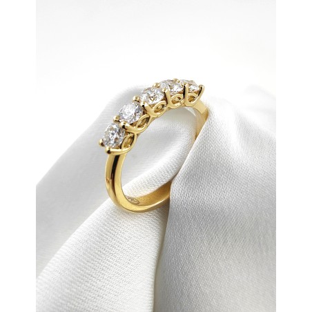 Hilda: Anillo de 5 Diamantes Oro Amarillo 18 K · Joyería Marga Mira