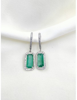 Pendientes Rania Oro Blanco | Esmeraldas 3.67ct y 92 Diamantes