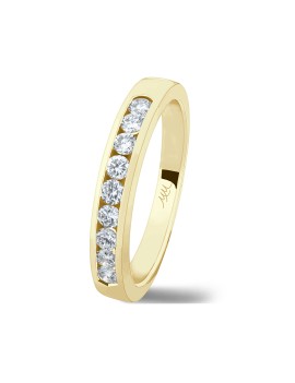 Cinthia: Anillo Alianza de 9 Diamantes. Sortija Oro Amarillo 18 Kts