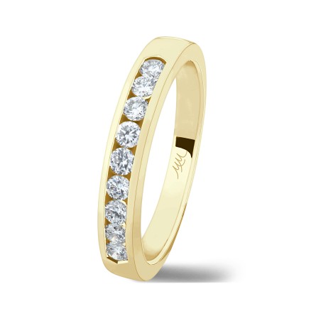 Cinthia: Anillo Alianza de 9 Diamantes. Sortija Oro Amarillo 18 Kts