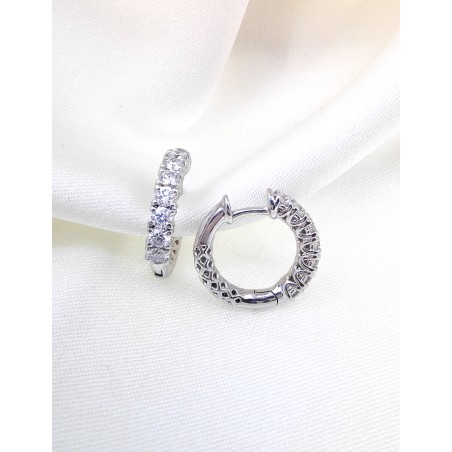 Brenda: Pendientes Aros de Diamantes 3 mm en Oro Blanco 18k