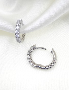 Brenda: Pendientes Aros de Diamantes 3 mm en Oro Blanco 18k