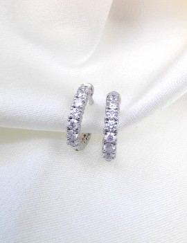 Brenda: Pendientes Aros de Diamantes 3 mm en Oro Blanco 18k