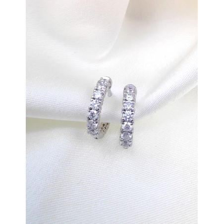 Brenda: Pendientes Aros de Diamantes 3 mm en Oro Blanco 18k