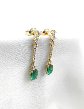 Pendientes Gala Esmeraldas 0.95ct y Diamantes 0.45ct | Oro 18k