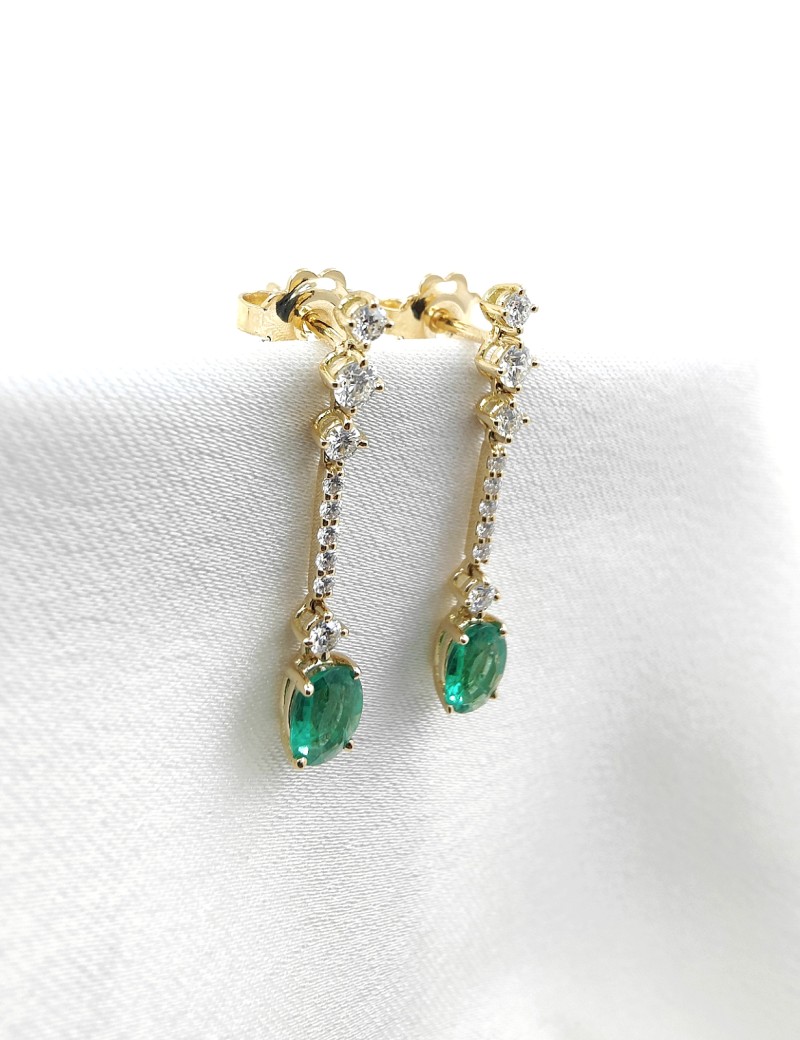 Pendientes Gala Esmeraldas 0.95ct y Diamantes 0.45ct | Oro 18k