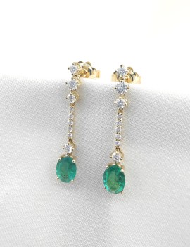 Pendientes Gala Esmeraldas 0.95ct y Diamantes 0.45ct | Oro 18k