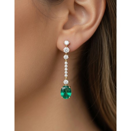 Pendientes Gala Esmeraldas 0.95ct y Diamantes 0.45ct | Oro 18k