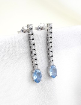 Pendientes Anna Aguamarinas 1.17ct y Diamantes | Oro Blanco 18k
