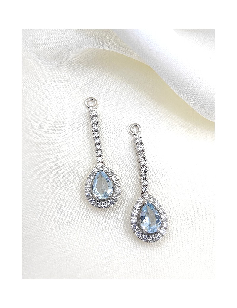 Apliques de Pendientes con Aguamarina y Diamantes · Joyería Marga Mira