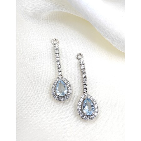Apliques de Pendientes con Aguamarina y Diamantes · Joyería Marga Mira