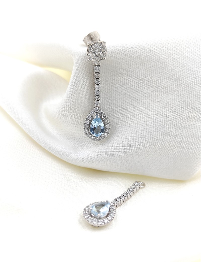 Apliques de Pendientes con Aguamarina y Diamantes · Joyería Marga Mira