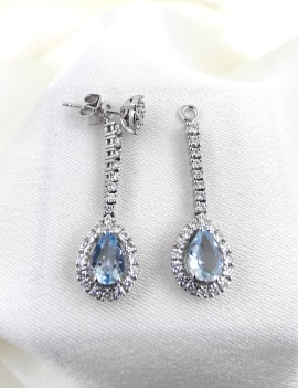 Apliques de Pendientes con Aguamarina y Diamantes · Joyería Marga Mira
