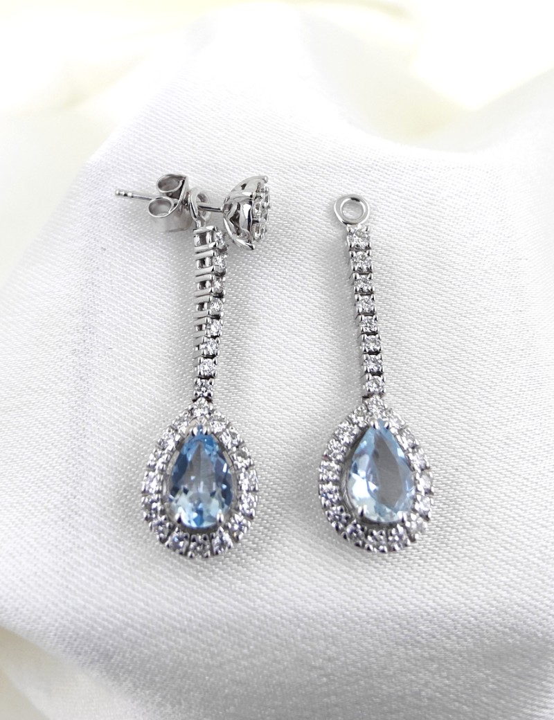 Apliques de Pendientes con Aguamarina y Diamantes · Joyería Marga Mira
