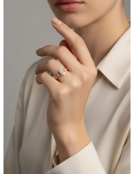 Sabrina: Anillo de Compromiso Estilo Estación y Diamante Marquesa GIA