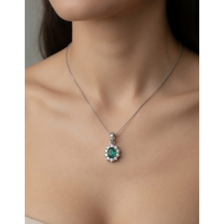 Victoria Colgante Esmeralda Oval 0.30ct | Oro Blanco 18k · Marga Mira