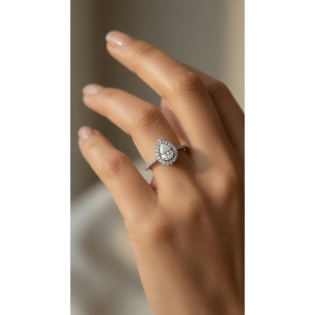 Rania Anillo Diamante Pera GIA | Oro Blanco 18k D-VS · Marga Mira